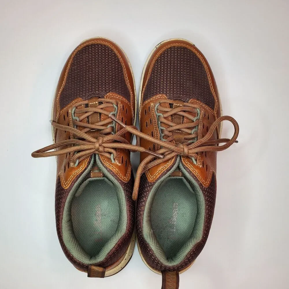 LL Bean Womens 9 M Brown Leather Mesh Trail Walking Shoes 503165 Speckled Midsol